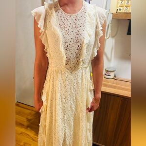 PHILOSOPHY DI LORENZO SERAFINI- Elegant Cream and White lace and silk bride dess